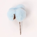 Single stem light blue dried cotton flower with natural brown stalk for home decoration - Sky Blue