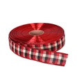 Classic red and black plaid Scottish ribbon with metallic red wired edges for Christmas decor - Plaid Ribbon