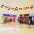 Cartoon Christmas bunting with Santa and Reindeer motifs, 3M length party banner decor - Z31-Merry Christmas English Style