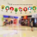 Christmas party bunting banner with 3m string featuring cartoon Santa and reindeer cards - Z32-Cartoon Round Disc Combo Style