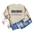 Beige Booktrovert letter print long sleeve crewneck sweatshirt for casual wear - S / Sand Sweatshirt (Black Font)