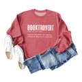 Flat lay of red Booktrovert long sleeve sweatshirt with creative white typography - S / Red Sweatshirt (White Font)