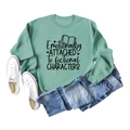 Detail eines mintgrünen Sweatshirts mit Emotionally Attached to fictional characters Aufdruck - Hellgrünes Sweatshirt (Schwarze Schrift)