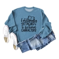 Flachbild-Ansicht des blauen Sweatshirts mit Text und Buch-Illustration-Detailansicht - S / Blaues Sweatshirt (Schwarze Schrift)