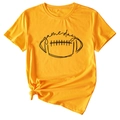 Détail du t-shirt jaune Game Day avec imprimé football et nœud latéral élégant - S / Jaune Moutarde (Texte Noir)