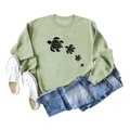 Olive green sweatshirt with turtle silhouette print and casual lifestyle styling - Olive Green (Black Font)