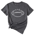 Detail of dark grey short sleeve T-shirt with Game Day football graphic and side knot tie - Heather Gray (White Font)