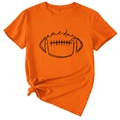 Detail of orange t-shirt with Game Day football graphic and stylish front knot detail - Orange (Black Font)
