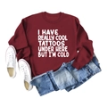 Bordeauxrotes Langarm-Sweatshirt mit Spruch-Aufdruck im flach liegenden Freizeit-Outfit-Stil - S / Burgunderrot