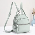 Sac à dos mode vert menthe en cuir à motif litchi avec triple compartiment zippé - Vert