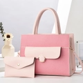 Pink woven 2-piece handbag set featuring a large shoulder bag and matching small envelope clutch - Pink / 30x12x23cm