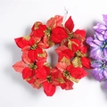 Ghirlanda natalizia rossa 45cm con stelle di Natale artificiali e accenti dorati da porta - Rosso