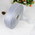Rotolo di nastro di pizzo glitterato argento per decorazioni natalizie eleganti - Argento