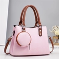 Sac cabas bicolore rose et marron avec petit porte-monnaie et boucles dorées chic - Sac À Main Et Pochette Ronde / Rose