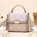 Borsa a tracolla beige a quadri, grande capacità con tracolla in tessuto alla moda - Cachi