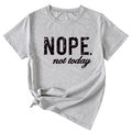 Détail du t-shirt gris à manches courtes avec imprimé Nope not today et nœud - S / Hauts / Gris Clair (Impression Noire)