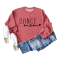 Détail d'un sweat à col rond rouge avec imprimé DANCE mom et motif de coeur - S / Rouge (Police Noire)