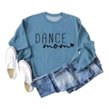 Sweatshirt bleu col rond à plat avec texte DANCE mom noir et motif de cœur - S / Bleu (Police Noire)