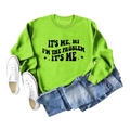 Flachbild von neongrünem Rundhals-Sweatshirt mit fettem schwarzem Textdruck - S / Leuchtgrünes Sweatshirt (Schwarze Schrift)