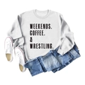 Flat lay of light grey sweatshirt with black letter print and casual fashion accessories - White (Black Letter)