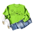 Detailed flat lay of neon green sweatshirt with veterinary pets line art print - S / Fluorescent Green Sweatshirt (Black Font)