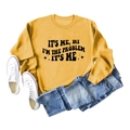 Flachbild von gelbem Rundhals-Sweatshirt mit It's Me Hi I'm The Problem It's Me Text - Gelbes Sweatshirt (Schwarze Schrift)