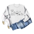 Flat lay of white crewneck sweatshirt with minimalist pet and stethoscope line art - S / White Sweatshirt (Black Font)