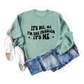 Minzgrünes Sweatshirt mit 'It's Me Hi I'm The Problem' Aufdruck und Sternen-Grafiken - Hellgrünes Sweatshirt (Schwarze Schrift)