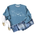 Flat lay of blue crewneck sweatshirt with veterinary pets line art and casual outfit - S / Blue Sweatshirt (White Font)