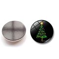 Vue détaillée d'un aimant de Noël rond en verre de 25 mm avec une base magnétique forte - Sapin de Noël Lumineux Scintillant (BXT2193)
