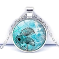 Artistic dandelion glass cabochon pendant necklace with silver chain for women - Dandelion Pattern (XSWX3529-3) / Silver