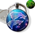 Luminous Pisces constellation keychain detail with glowing celestial fish star pattern - Pisces