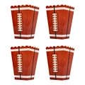 Set of 4 American football themed popcorn boxes for sports parties and game day events - Brown