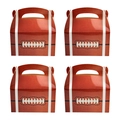 Set of four American football themed paper party treat boxes with realistic leather texture - 16*9.5*9.6cm / Brown Football Texture Style