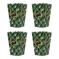 Set of 4 American football theme popcorn boxes with green field and goal post design - Green