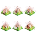 Scatole regalo a piramide con animali della fattoria e nastri per dolci e feste - Scatola Triangolare Fattoria Set Misto da 24 Pezzi