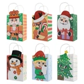 6-pack Christmas kraft paper gift bags featuring cartoon Santa and Nutcracker designs - Tote Bags 12 Per Pack (2 Of Each Of The 6 Designs)