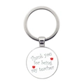 Detail of silver metal keychain with Thank you for being my teacher text and red apples - Red Apple Thank You Style(JY00499-1)