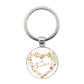 Detail of silver metal keychain with floral heart and 'for my Teacher' text engraving - For My Teacher Heart Style(JY00499-3)