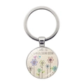 Detail of round metal keychain with floral bird design and teacher assistant thank you note - Fantastic Teaching Assistant Bird Flower Style(JY00499-6)