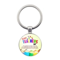 Macro detail of alloy keychain with Happy Teachers Day colorful art print and gift quote - Happy Teachers Day Balloon Crayon Style(JY00499-8)