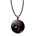 Detalle del colgante de cristal con cinta rosa y texto Believe contra el cáncer de mama - Estilo Believe Árbol Lazo Rosa (XSWX4287-8)