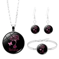 Détails de la parure de bijoux argentés avec texte Believe et pendentifs arbre de vie - Style Arbre de Vie Believe (XSWX4283-8)