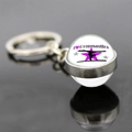 Artistic gymnastics glass ball keychain with purple heart and athlete silhouette design - Purple Heart Gymnastics Style (JY006263-1)