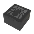 Square black Halloween gift box featuring a grey spider cutout design for cookies and treats - Spider / Black
