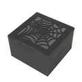 Square black Halloween gift box with laser-cut spider web pattern on matte cardstock - Spider Web