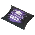 Caja de regalo estilo almohada Congrats GRAD negra para fiestas de graduación - Morado