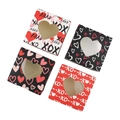 Valentine heart-shaped window cookie boxes with XOXO prints and festive paper designs - Set of 12 Mixed Styles (3 of each)