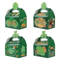 Set of 4 St. Patrick's Day gift boxes with clover handles and Irish festive prints - Shamrock Portable Box Set of 12 (3 of each)