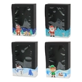 Four-pack of black Christmas gift boxes with PVC windows and festive holiday character sleeves - Black (Pack of 12)